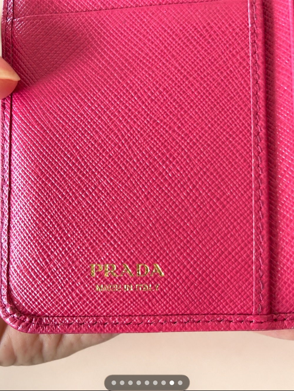 Prada Pink Saffiano Leather medium size Zip Wallet with Gold Logo - Picture 5 of 10